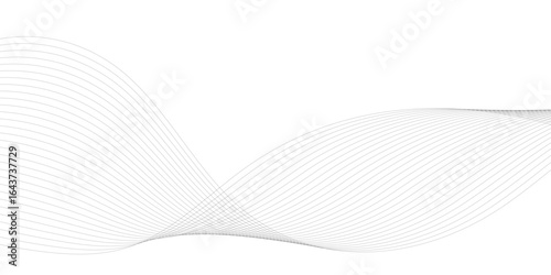 Abstract background with silver, grey and white smoky wave lines on white paper wave background. Gray and white digital technology wavy curve lines background.	
