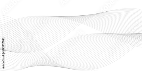 Abstract background with silver, grey and white smoky wave lines on white paper wave background. Gray and white digital technology wavy curve lines background.	