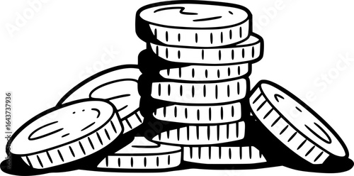 Gold Coins Stack - Cartoon Vector Illustration