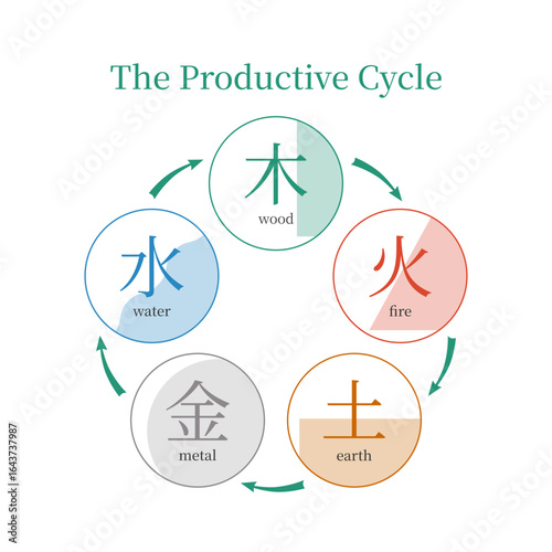 Feng shui, Wu Xing, The productive cycle of 5 elements, Bazi, chinese metaphysics, TCM, creative cycle