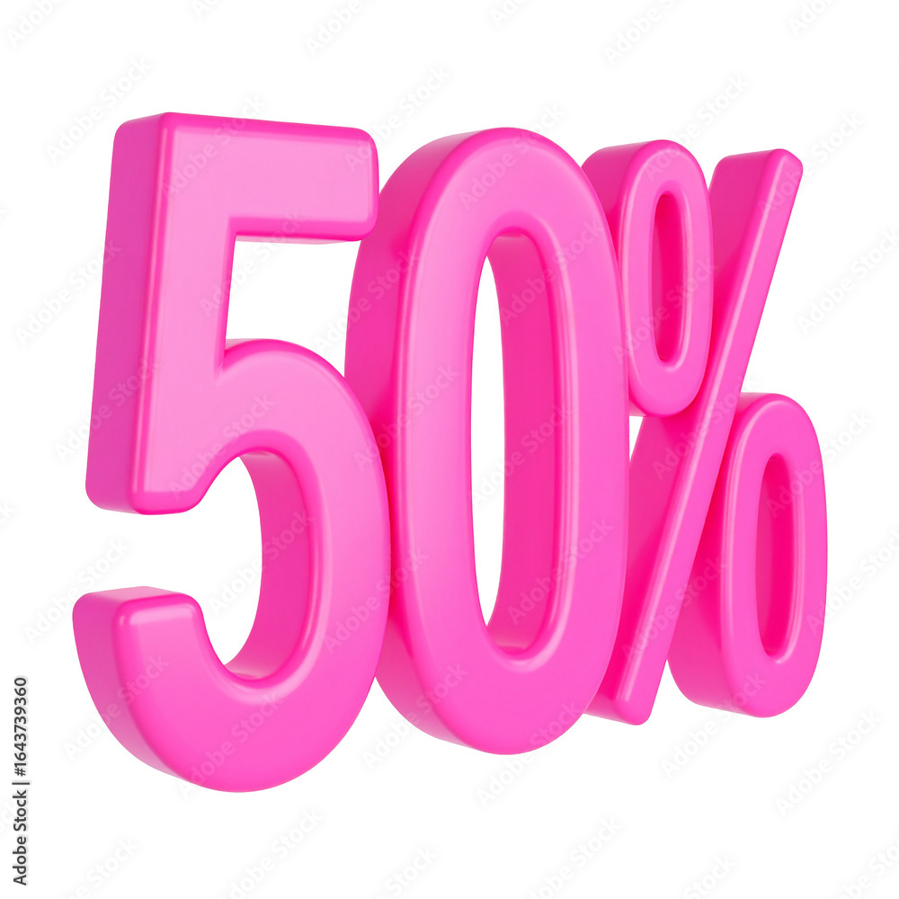 Glossy pink fifty percent sign isolated on transparent background Glossy pink fifty percent sign isolated on transparent background