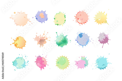 Watercolor stain splatters splashes ink blots artistic design elements vector illustration abstract art graphic 100