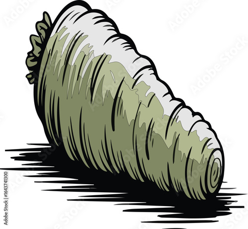 Simple cartoon wasabi sketch in black and white. Ideal for sushi menus, Japanese food designs, and coloring-style artwork.