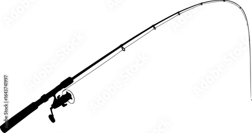 fishing rod silhouette, fishing rod icon, vector illustration