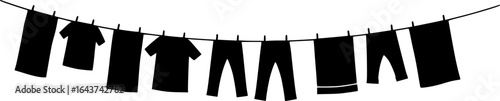 clean clothes drying on a clothesline outside vector isolated