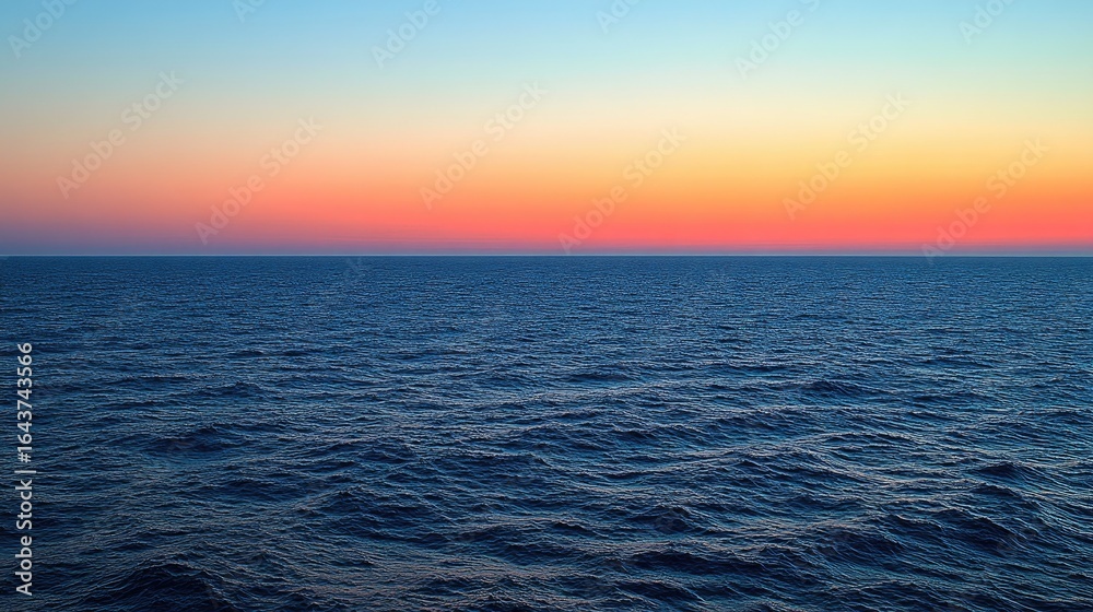 Fototapeta premium Sky glowing in pastel sherbet shades over a tranquil sea, no horizon line in sight
