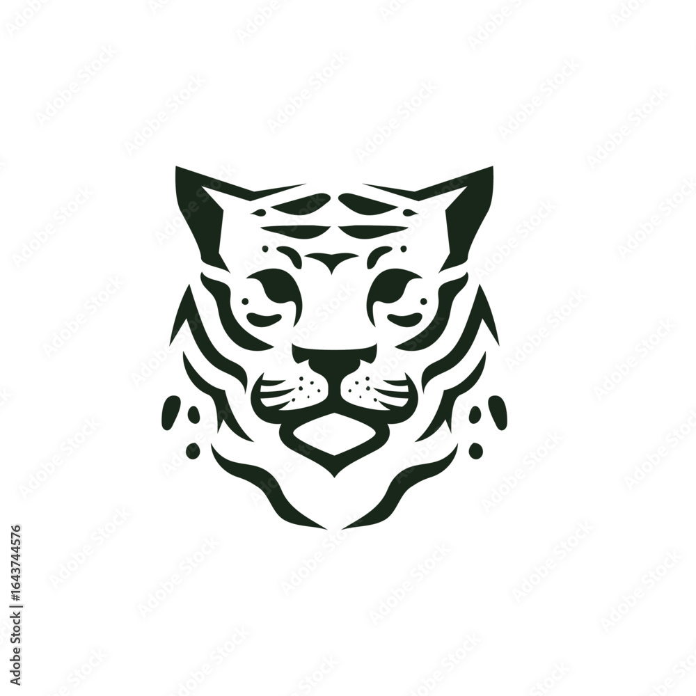 Obraz premium line art vector tiger for wall art, face and head, Black white tiger. Simple minimalist tiger strip.