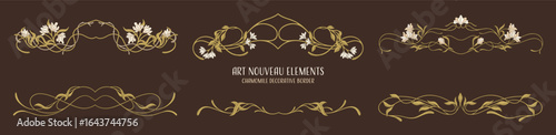 Art Nouveau floral borders. Decorative element. Vector.