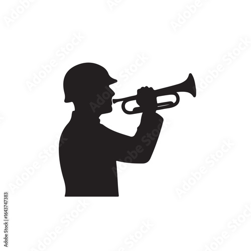 Silhouette trumpet player in uniform
