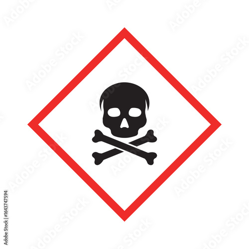 Hazardous Material Toxic Gas Vector Label Placard Class 6. Poison Warning Sign for Packages, Outdoor Design. 
