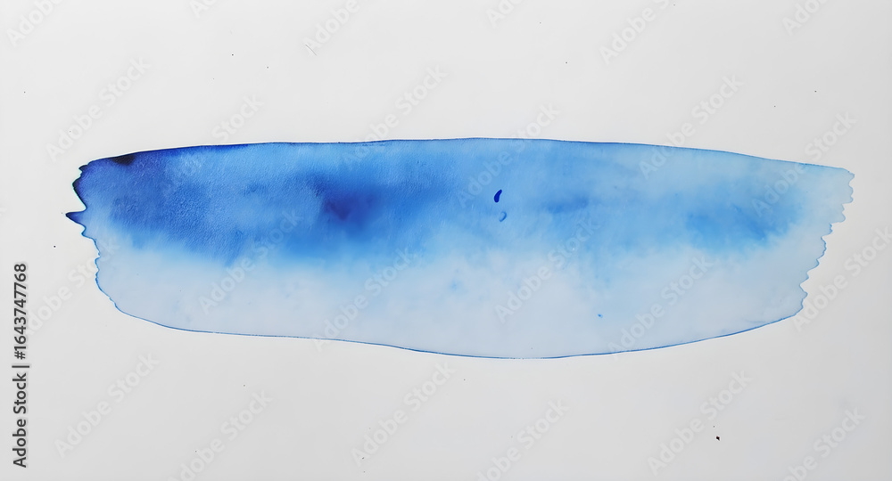Fototapeta premium A blue watercolor brushstroke on a white background
