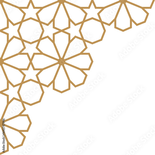 Abstract Geometric corner decoration in Arabic style