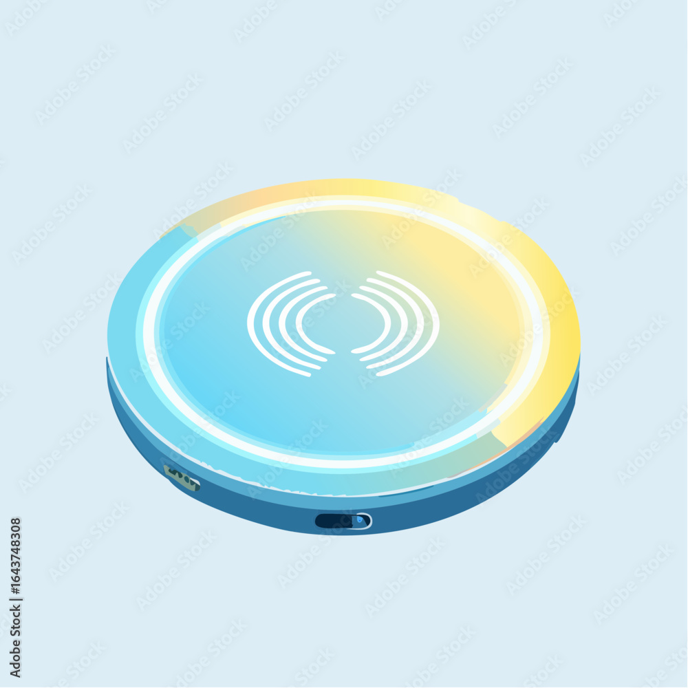 Fototapeta premium Modern Wireless Charger Device With Neon Illumination for Smartphone