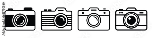 Simple black camera silhouettes, Camera icons set in black, photo icon, camera vector icon. Photo vector icon minimalistic flat design.