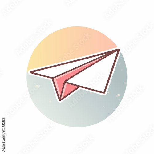 Paper Airplane in Circle Graphic Illustration against a Pastel Background