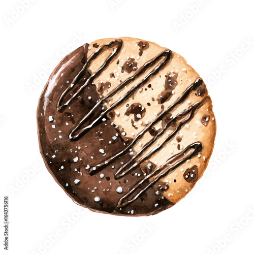 My Watercolor illustration, dipped cookie painting isolated on a white background, illustration, AI painting design, vector illustration set, eps format	