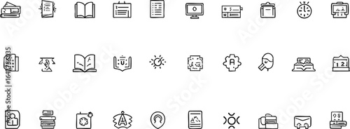 Minimalist Line Art Education and Learning Icon Collection – School & University Essentials