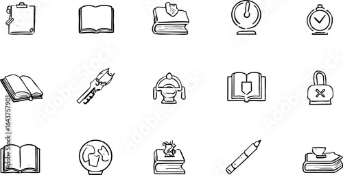 Minimalist Line Art Education and Learning Icon Collection – School & University Essentials