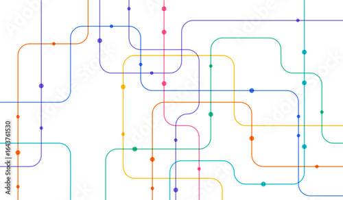 Circuit connect lines and dots. Network technology and Connection concept. Decentralized network nodes connections
