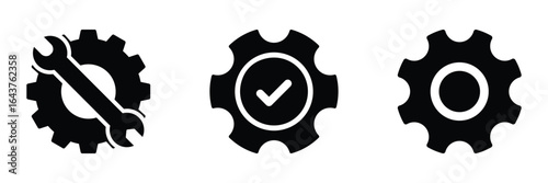 Gear icon vector illustration. Collection of gear wheels and wrench symbols for engineering and maintenance. Gear and settings icons set vector illustration in flat style.