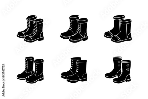 warm winter boots silhouette vector art