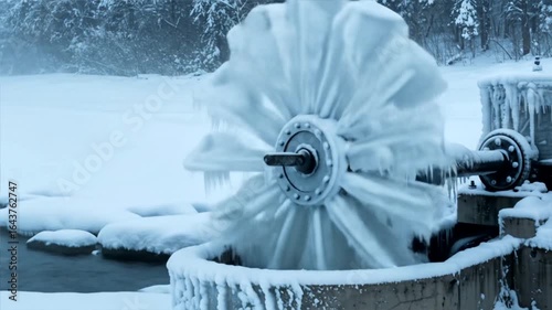 Frozen Turbine: A Winter Wonderland Scene