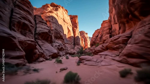 Magnificent Sandstone Canyon in the Desert at Sunrise