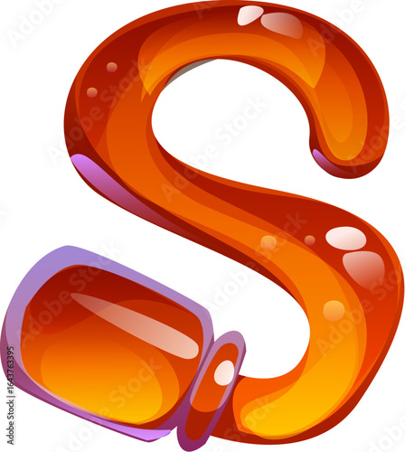 Honey font, glass jar letter S. Apiary farming kids ABC letter, honey bee farm cartoon vector English alphabet type symbol. Beekeeping agriculture typeset element or sweet honey harvest font sign