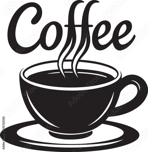 Simple Artistic Black and White Coffee Cup Silhouette Image Design