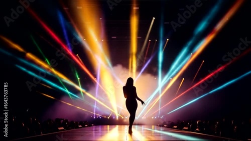 Vibrant Concert Silhouette: A Singer's Powerful Performance