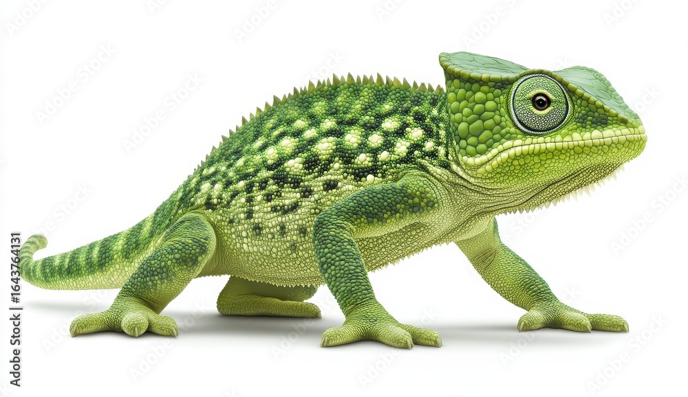 Naklejka premium Green Lizard with Unique Pattern and Textured Skin in Natural Pose