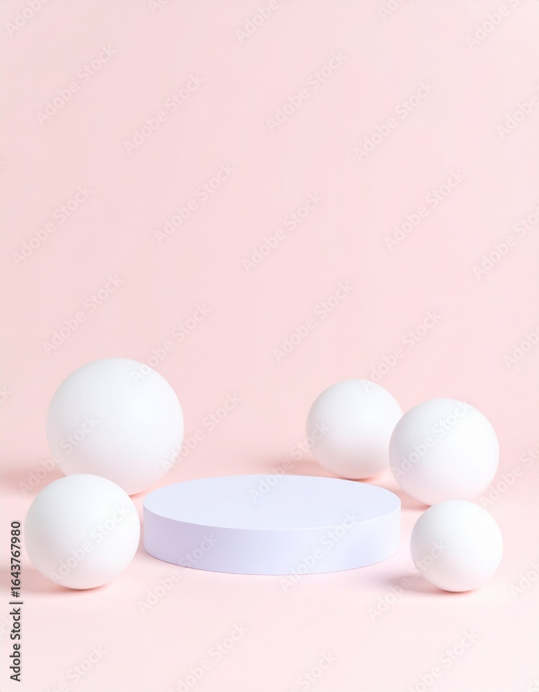 Fototapeta premium Pastel-toned display podium with spheres