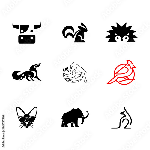 Animal Icons Set: Modern Line Art of Wildlife