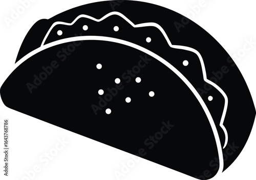 Minimalist taco silhouette isolated on transparent background