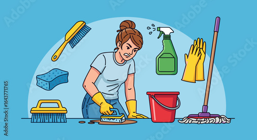 Illustration of various kitchen utensils including pots pans and cutting boards on a white background