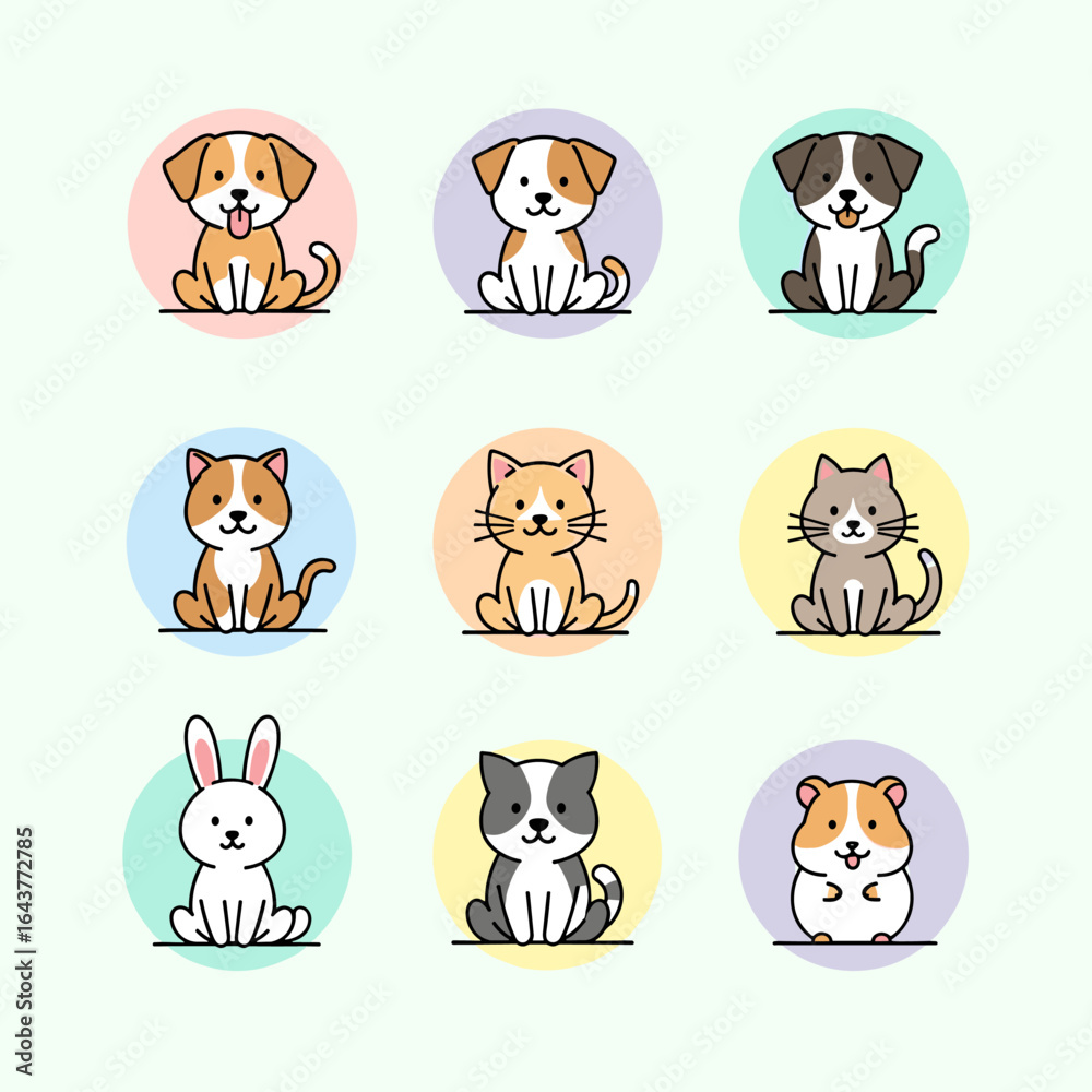 Fototapeta premium Adorable collection of cute baby animals featuring puppies kittens bunny hamster and more playful companions