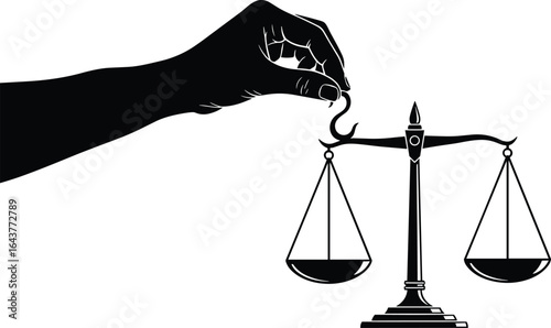 Silhouette, hand holding scale, justice, fairness, law, balance, impartiality, legal symbol, equality, ethics, decision, weight, impartial, measurement, authority, moral, equilibrium