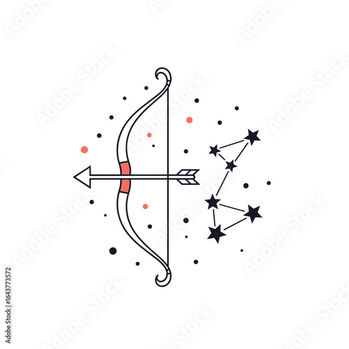 Archer constellation and celestial arrows representing sagittarius zodiac sign and horoscope