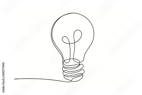 Minimalist single line drawing a light bulb a idea