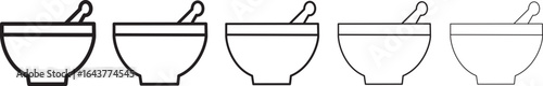pestle and mortar icon thin flat outline style.mortar and pestle icon flat thin illustration 
