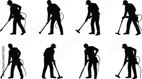Person spraying weeds garden maintenance silhouette icon
