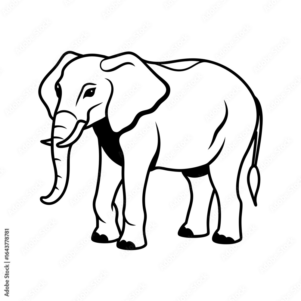 Fototapeta premium watercolor elephant silhouette vector line art