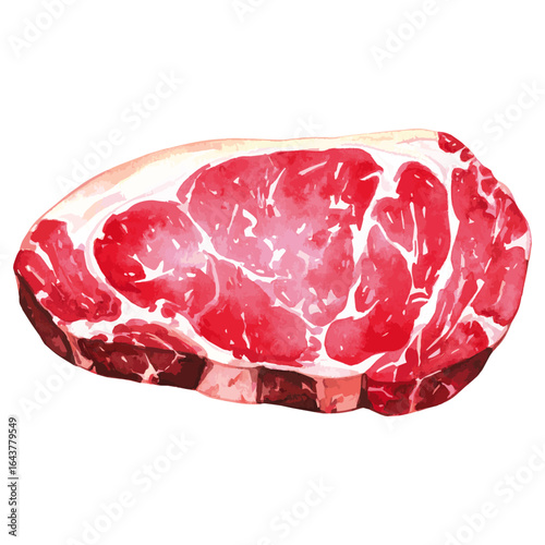 Watercolor Illustration of Raw Sirloin Steak Cut