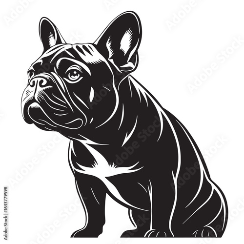 black bulldog Silhouette Vector, High Quality Illustration on White Background
