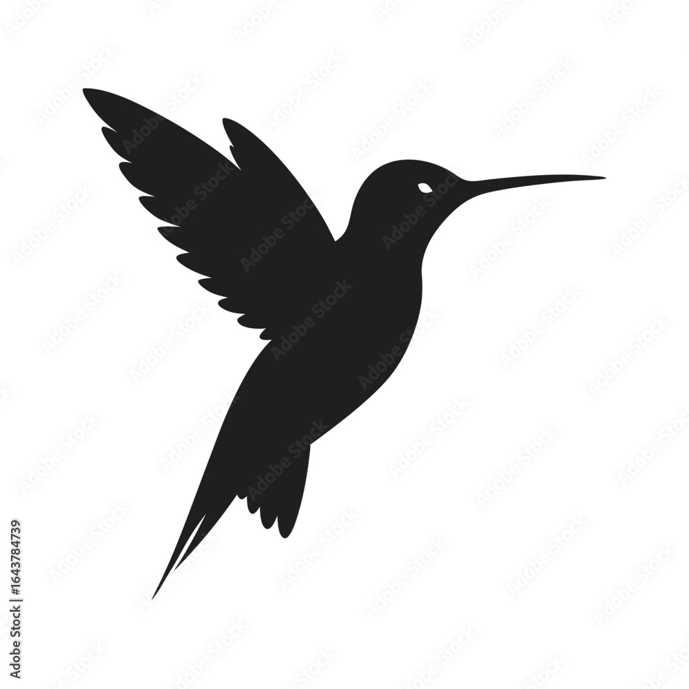 Fototapeta premium watercolor hummingbird silhouette vector art