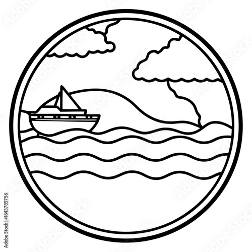 Indian Ocean line art vector