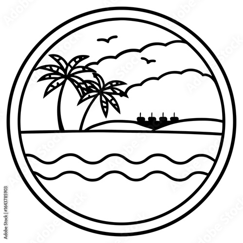 Indian Ocean line art vector