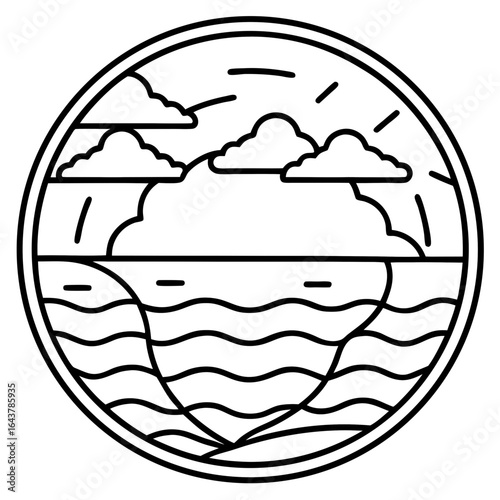 Indian Ocean line art vector
