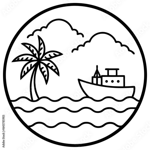 Indian Ocean line art vector