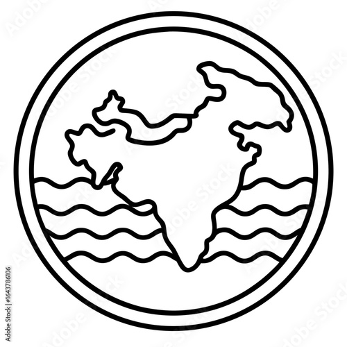 Indian Ocean line art vector